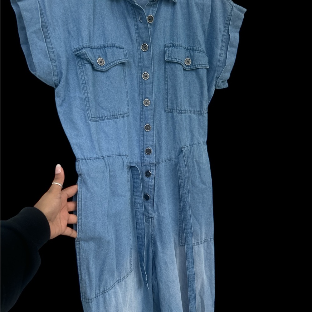 Denim Button-Up Jumpsuit